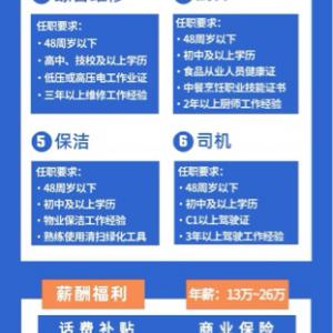 國際項目招聘經(jīng)理、維修、保潔、監(jiān)控、司機、廚師